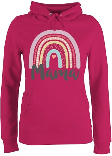 Pullover Damen Hoodie Frauen - Boho Regenbogen Mama - M - Fuchsia - Partner muttertagsgeschenk personalisiert Mum Mutter hoddis Geschenkideen für die mutterzagsgeschenke mütter Beste pullis von Shirtracer