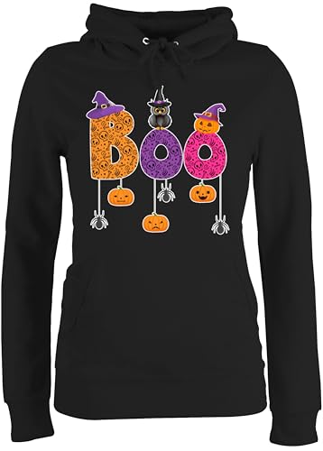 Pullover Damen Hoodie Frauen - Boo Halloween I Spooky Halloween - M - Schwarz - Haloween Outfits Hoodies Herbst halowen Helloween hellowee halooween hallooween Hallowen hlloween halloweem haöloween von Shirtracer