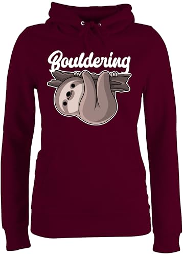 Pullover Damen Hoodie Frauen - Bouldering mit Faultier - weiß - L - Burgundrot - Sport Klettern Pulli Huddy Kapuzenpullover hodys für Pullover Damen Hoodie Frauen - Bouldering mit Faultier - weiß - L - Burgundrot - Sport Klettern Pulli Huddy Kapuzenpullover hodys für von Shirtracer