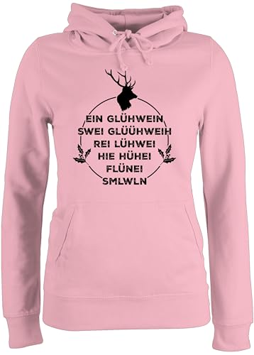 Pullover Damen Hoodie Frauen - Weihnachten - EIN Glühwein swei Glühwein - L - Hellrosa - Weihnachtspullover Christmas Baumwolle witzige Xmas Weihnachts+Hoodie Weihnachts Geschenk festlicher Pulli von Shirtracer