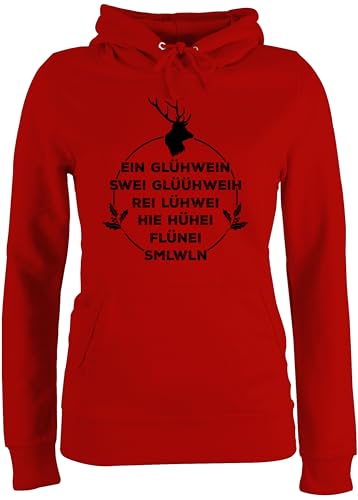 Pullover Damen Hoodie Frauen - Weihnachten - EIN Glühwein swei Glühwein I Weihnachtsmotiv I Glühwein Liebhaber - M - Rot - Weihnachtspullover Christmas Pulli weihnachtspolover Weihnachts Hoodies von Shirtracer