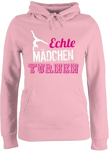 Pullover Damen Hoodie Frauen - Echte Mädchen Turnen I Geschenk Turnerin - M - Hellrosa - Pulli personalisierbar Sport Turn Hoddies Turner pullis Gymnastic Hoody turnerinnen hoddys kunstturnen von Shirtracer