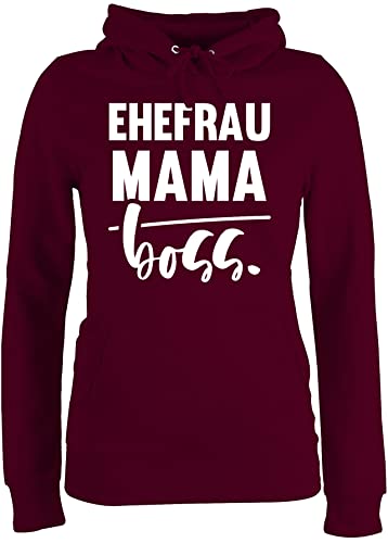 Pullover Damen Hoodie Frauen - Ehefrau - Mama - BOSS - S - Burgundrot - muttertagsgeschenk personalisiert Mum Chefin Hoddie mutterzagsgeschenke mütter Pulli muttertasgsgeschenke Muttertag polover von Shirtracer