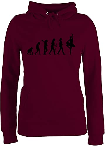 Pullover Damen Hoodie Frauen - Entwicklung und Outfit - Ballett Evolution - XS - Burgundrot - tanzen Geschenk Ballet Pulli Tanz tänzer tänzerin Tanzsport Dance Geschenke sprüche von Shirtracer