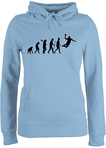 Pullover Damen Hoodie Frauen - Entwicklung und Outfit - Handball Evolution Herren - S - Hellblau - Handballer Kapuzenpulli hanball Pulli halbball Handball. Handball, beachhandball em wm 2022 Fans von Shirtracer