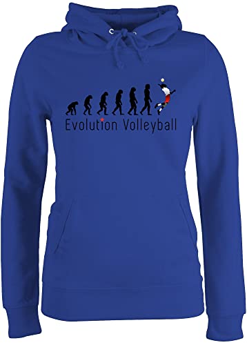 Pullover Damen Hoodie Frauen - Entwicklung und Outfit - Volleyball Evolution - XS - Royalblau - vollyball Geschenk volleyballer Kapuze Sport Hoody mit Geschenke von Shirtracer