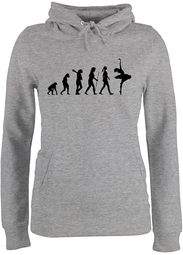 Pullover Damen Hoodie Frauen - Entwicklung und Outfit - Evolution Ballett - M - Grau meliert - tanzen Ballet Hoody Dance Ballerina Tanz balletttänzerin Tanzsport tänzer tänzerin tanzen, Geschenke von Shirtracer