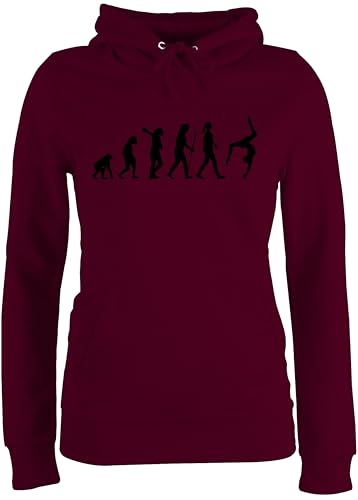 Pullover Damen Hoodie Frauen - Entwicklung und Outfit - Evolution Turnen - S - Burgundrot - Pulli Sport Turn Hoodies Turner Kapuzenpulli turnerin Hoddie zu Kapuzenpullover puli Hoody mädchen Frau von Shirtracer
