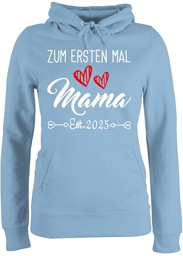 Pullover Damen Hoodie Frauen - Erster Muttertag I Zum ersten mal Mama I - XXL - Hellblau - muttertagsgeschenk personalisiert Mum 1 Kapuzenpullover mutterzagsgeschenke mütter 1. Pulli von Shirtracer