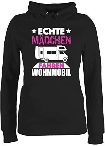 Pullover Damen Hoodie Frauen - Fahrzeuge - Echte Mädchen Fahren Wohnmobil - L - Schwarz - Huddy Kapuzenpullover Kapuzenpulli Kordel Hoody Pulli Hoodies Erwachsene männertagsgeschenke Camping von Shirtracer