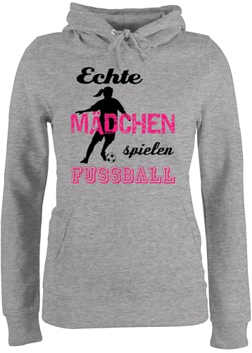 Pullover Damen Hoodie Frauen - WM 2026 - Echte Mädchen Spielen Fußball I - M - Grau meliert - Fussball Coole mädels Hoddies Fussballer,echte fußball'' pullis fußballer Hoodies fu Ball Pulli von Shirtracer