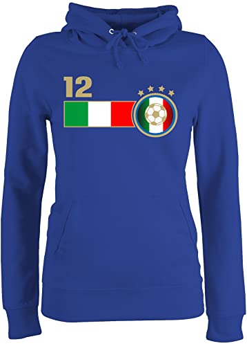 Pullover Damen Hoodie Frauen - Fußball EM WM - 12. Mann Italien Mannschaft - S - Royalblau - Trikot Europameisterschaft Italy Oberteil Fussball italen Pulli fu Ball Italia Hoody em- Fanartikel von Shirtracer