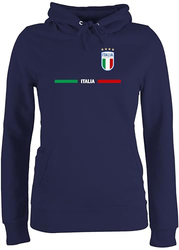 Pullover Damen Hoodie Frauen - Fußball EM WM - Italien Trikot Wappen | Italia mit Stolz | Italienisches Fan-Motiv - L - Navy Blau - Europameisterschaft Italy Damenpullover Fussball Italian Pulli von Shirtracer