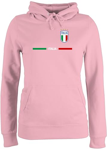 Pullover Damen Hoodie Frauen - Fußball EM WM - Italien Trikot Wappen | Italia mit Stolz | Italienisches Fan-Motiv - XL - Hellrosa - Europameisterschaft Italy Damenpullover Fussball Italian Pulli von Shirtracer
