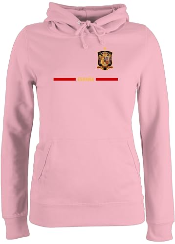 Pullover Damen Hoodie Frauen - Fußball EM WM - Spanisches Trikot Wappen | España mit Stolz | Spanien Fan-Motiv - M - Hellrosa - Europameisterschaft Spain Fussball Espana fu Ball Spanish von Shirtracer