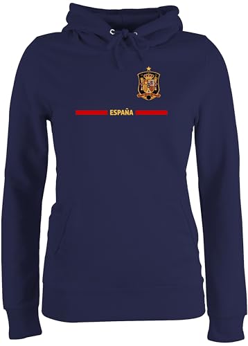 Pullover Damen Hoodie Frauen - Fußball EM WM - Spanisches Trikot Wappen | España mit Stolz | Spanien Fan-Motiv - M - Navy Blau - Europameisterschaft Spain Fussball Espana fu Ball Spanish von Shirtracer