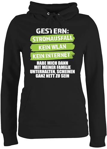 Pullover Damen Hoodie Frauen - Gaming - Gestern Stromausfall Kein WLAN Kein Internet I Gamer Geschenk lustig - L - Schwarz - Game Hoodies zocker Kapuzenpullover zocken Pulli Games Hoody Kapuze von Shirtracer