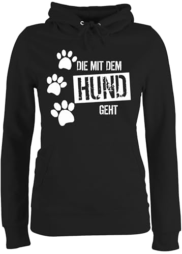 Pullover Damen Hoodie Frauen - Geschenk für Hundebesitzer - Die mit dem Hund geht - XS - Schwarz - gassi Kleidung hundepullover hundefan Pfoten Kapuzenpullover lustige sprüche Hundefans Pullover Damen Hoodie Frauen - Geschenk für Hundebesitzer - Die mit dem Hund geht - XS - Schwarz - gassi Kleidung hundepullover hundefan Pfoten Kapuzenpullover lustige sprüche Hundefans von Shirtracer