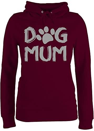 Pullover Damen Hoodie Frauen - für Hundebesitzer - Dog Mum - Hunde Mama Hund Mutter Pfoten Hundepfoten Geschenk Hundemama - L - Burgundrot - sprüche Spruch Liebhaber hundepullover hundespruch von Shirtracer