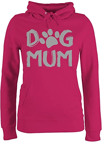 Pullover Damen Hoodie Frauen - für Hundebesitzer - Dog Mum - Hunde Mama Hund Mutter Pfoten Hundepfoten Geschenk Hundemama - L - Fuchsia - Hoddie hundepullover hundefan dogmum Hoodies haustierhoodie von Shirtracer