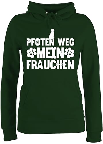 Pullover Damen Hoodie Frauen - Geschenk für Hundebesitzer - Pfoten Weg - Mein Frauchen Pfoten weiß - L - Dunkelgrün - Dogs Kapuze Hunde. hoddis Hunde sprüche hoodis Aufschrift Hund pullis von Shirtracer