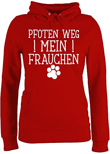 Pullover Damen Hoodie Frauen - Geschenk für Hundebesitzer - Pfoten Weg - Mein Frauchen - XXL - Rot - tiermotiv Hund hundepfoten Hoodies hundepullover Hunde sprüche Kapuzenpullover hundesprüchen von Shirtracer