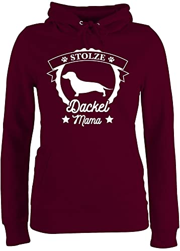 Pullover Damen Hoodie Frauen - Geschenk für Hundebesitzer - Stolze Dackel Mama - L - Burgundrot - hundemotiv Spruch Oberteil hundepullover Hunde. Kadin kiyafetleri hundespruechen Hoody von Shirtracer