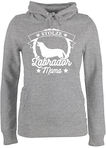 Pullover Damen Hoodie Frauen - Geschenk für Hundebesitzer - Stolze Labrador Mama - XL - Grau meliert - Pulli hundepullover hundefan lanrador hoddys winterpulli Hund Hundefans hundemama Hoodies von Shirtracer