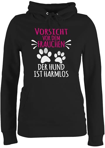 Pullover Damen Hoodie Frauen - Geschenk für Hundebesitzer - Vorsicht vor dem Frauchen - Pfotenabdrücke - weiß - XS - Schwarz - hundepullover hundefan Hund Fun-Kapuzenpullover Hoody mit Hunde Pullover Damen Hoodie Frauen - Geschenk für Hundebesitzer - Vorsicht vor dem Frauchen - Pfotenabdrücke - weiß - XS - Schwarz - hundepullover hundefan Hund Fun-Kapuzenpullover Hoody mit Hunde von Shirtracer