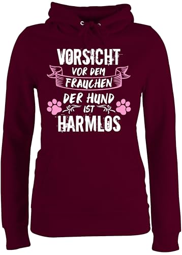 Pullover Damen Hoodie Frauen - Geschenk für Hundebesitzer - Vorsicht vor dem Frauchen der Hund ist harmlos - Grunge/Vintage - Weiß - L - Burgundrot - hundepullover hundefan gassi Pulli Pullover Damen Hoodie Frauen - Geschenk für Hundebesitzer - Vorsicht vor dem Frauchen der Hund ist harmlos - Grunge/Vintage - Weiß - L - Burgundrot - hundepullover hundefan gassi Pulli von Shirtracer