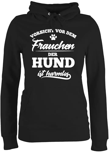 Pullover Damen Hoodie Frauen - Geschenk für Hundebesitzer - Vorsicht vor dem Frauchen der Hund ist harmlos - XS - Schwarz - hundehoody hundepullover hundefan obacht Hoody Hunde pullis sprüche Pullover Damen Hoodie Frauen - Geschenk für Hundebesitzer - Vorsicht vor dem Frauchen der Hund ist harmlos - XS - Schwarz - hundehoody hundepullover hundefan obacht Hoody Hunde pullis sprüche von Shirtracer