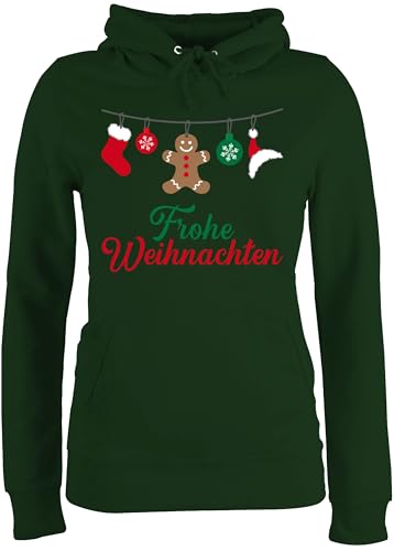 Pullover Damen Hoodie Frauen - Frohe Weihnachten I Weihnachtsmotiv - M - Dunkelgrün - weihnachtssweatshirt weihnachtspullis Christmas Xmas Hoody weihnachtshoodie Weihnachtspullover weihnacht von Shirtracer