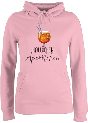 Pullover Damen Hoodie Frauen - Karneval & Fasching - Hallöchen Aperölchen I Aperol Spritz Mädelsabend I Aperol Spritz Geschenk - S - Hellrosa - karnevalspullover Faschings Sauf Hoodies von Shirtracer