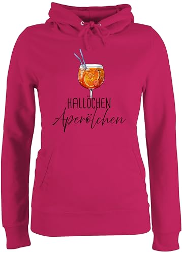 Pullover Damen Hoodie Frauen - Karneval & Fasching - Hallöchen Aperölchen I Aperol Spritz Mädelsabend I Aperol Spritz Geschenk - XL - Fuchsia - karnevalspulli karneva trinkspruch Pulli von Shirtracer