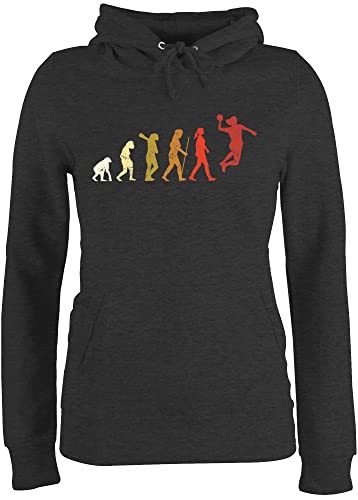 Pullover Damen Hoodie Frauen - WM 2023 Trikot Ersatz - Handball Evolution Vintage - S - Anthrazit meliert - Pulli Handball, Kapuzenpulli Handballer Hoodies halbball Hoody Handball. beachhandball von Shirtracer