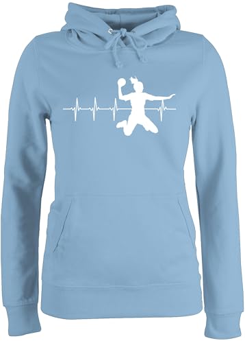 Pullover Hoodie Frauen - EM 2026 Trikot Ersatz - Handball Herzschlag für Damen - S - Hellblau - Handballer Handballerin pullis hanball wm damensweatshit halbball Kapuzenpullover Handball. Plovers von Shirtracer