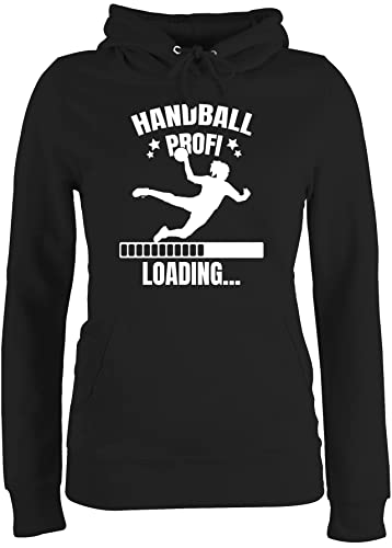 Pullover Damen Hoodie Frauen - WM 2023 Trikot Ersatz - Handball Profi Loading - weiß Mädchen - M - Schwarz - Hoody Handballer Geschenke Pulli Handball. Kapuzenpulli Handball, hanball em 2022 von Shirtracer