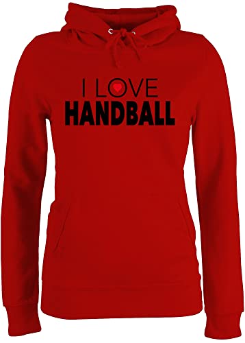 Pullover Damen Hoodie Frauen - WM 2023 Trikot Ersatz - I Love Handball - S - Rot - sprüche Handballer hanball halbball Handball. Handball, beachhandball em 2022 Fans Fan Geschenk Geschenke von Shirtracer