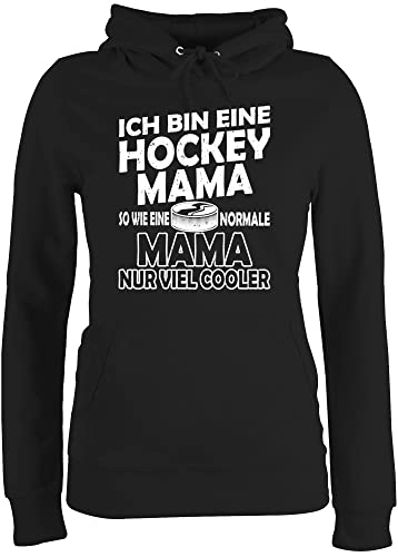 Pullover Damen Hoodie Frauen - Ich Bin eine Hockey Mama - So wie eine Normale Mama nur viel Cooler - schlicht - weiß - L - Schwarz - Geschenk 2024 schöne Geschenke für Mutter Mum von Shirtracer