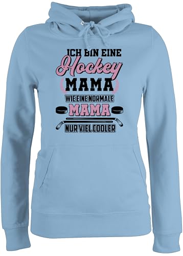 Pullover Damen Hoodie Frauen - Ich Bin eine Hockey Mama - Wie eine Normale Mama - Nur Cooler - Schwarz - M - Hellblau - Hoody mit Kapuze mom muttertagsgeschenk personalisiert Mum Hoodies von Shirtracer