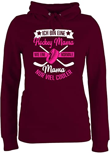 Pullover Damen Hoodie Frauen - Ich Bin eine Hockey Mama - wie eine Normale Mama nur viel Cooler - weiß/Fuchsia - M - Burgundrot - muttertagsgeschenk personalisiert Mum mom Hoodies von Shirtracer