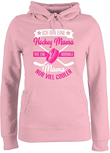 Pullover Damen Hoodie Frauen - Ich Bin eine Hockey Mama - wie eine Normale Mama nur viel Cooler - weiß/Fuchsia - M - Hellrosa - muttertagsgeschenk personalisiert Mum mom Hoodies mutterzagsgeschenke von Shirtracer