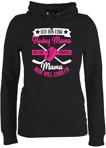 Pullover Damen Hoodie Frauen - Ich Bin eine Hockey Mama - wie eine Normale Mama nur viel Cooler - weiß/Fuchsia - M - Schwarz - muttertagsgeschenk personalisiert Mum mom Hoodies mutterzagsgeschenke von Shirtracer