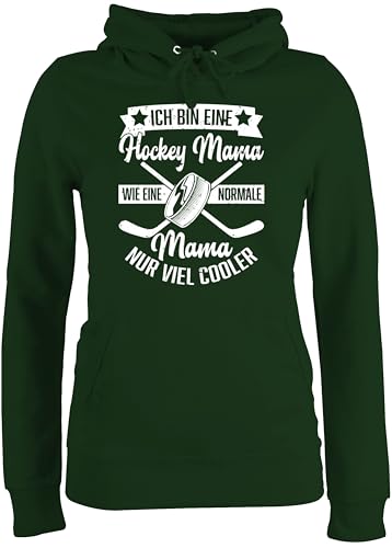 Pullover Damen Hoodie Frauen - Ich Bin eine Hockey Mama - wie eine Normale Mama nur viel Cooler - weiß - XXL - Dunkelgrün - muttertagsgeschenk personalisiert Mum Kapuzenpullover von Shirtracer
