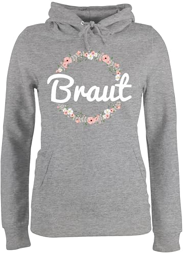 Pullover Damen Hoodie Frauen - JGA Junggesellenabschied - Braut Blumenkranz - XXL - Grau meliert - Bachelorette Party bripe jungesselnabschied Bridal junggesellinnenabschied blumenkränze von Shirtracer