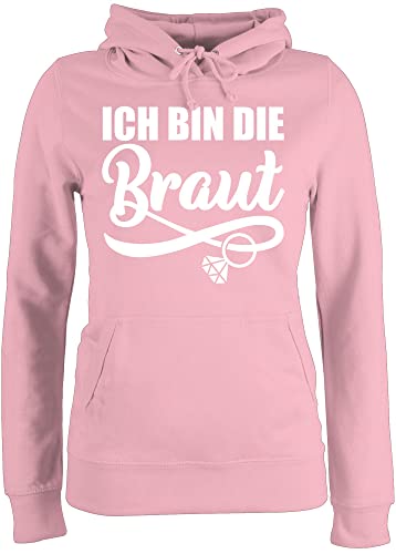 Pullover Damen Hoodie Frauen - JGA Junggesellenabschied - Ich Bin die Braut mit Ring - weiß - M - Hellrosa - jungegesselenabschied Frau Bride Pulli jungessellinnenabschied brautparty von Shirtracer