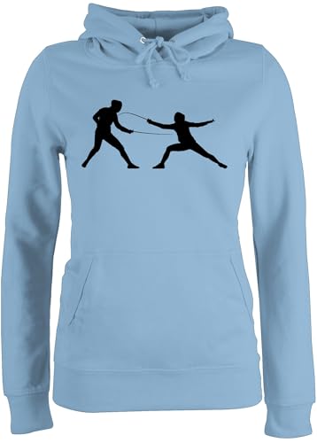 Pullover Damen Hoodie Frauen - Kampfsport - Fechten - L - Hellblau - fecht Hoody Fechter Pulli Fencing Hoodies Kapuzenpullover Sport für von Shirtracer