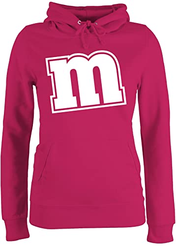 Pullover Damen Hoodie Frauen - Karneval & Fasching - M&M Motiv - L - Fuchsia - Karneval&Fasching m fasnacht Damen-Karneval Karneval- fasnachts Karneval& kostùm weiberfasching witzige Faschings von Shirtracer