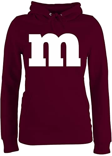 Pullover Damen Hoodie Frauen - & Fasching - M Aufdruck Karneval I M&M Schokolinse I MM Fastnacht I Fasnacht I Fasnet - S - Burgundrot - partnerpulli karnevalspullover Faschings m& Hoody von Shirtracer