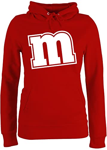 Pullover Damen Hoodie Frauen - Karneval & Fasching - M&M Motiv - S - Rot - Carnaval Faschings- Verkleidet fasnacht Karneval& straßenkarneval lustiges faschingskost Karneval- karnevall kostùm Jeck von Shirtracer